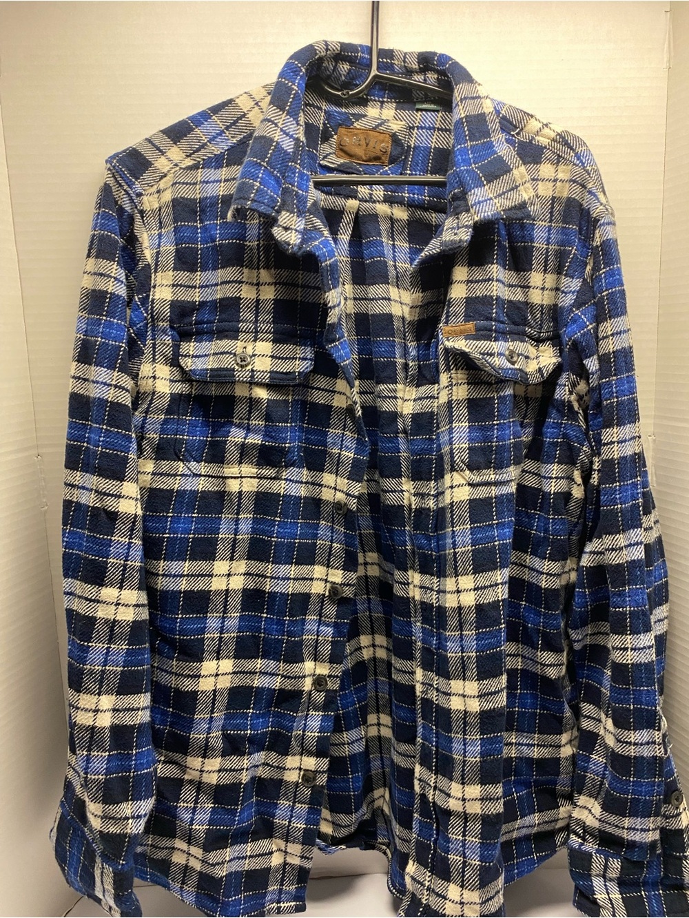 Orvis Blue and White Plaid Thick Shirt Jacket